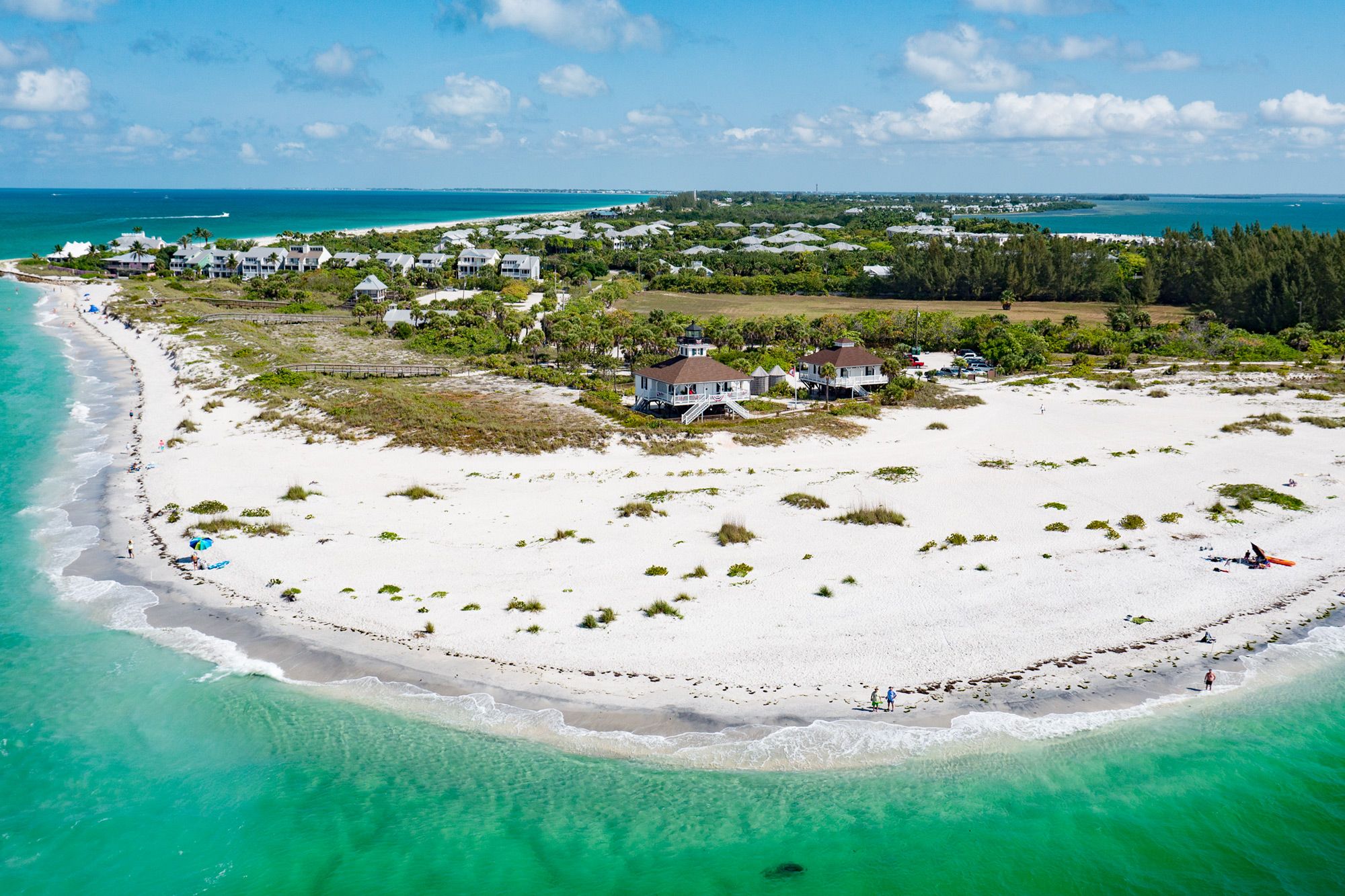 Gasparilla Island aerial view near Boca Grande Florida showing pristine beaches and coastal waterways