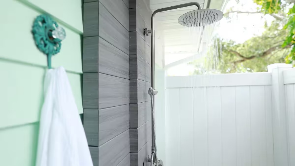 Vero Oaks outdoor shower with modern fixtures perfect after beach days
